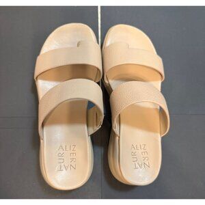 Naturalizer Womens Beige Sandals Size 5.5 Slip-On Comfort Slides With Dual Strap
